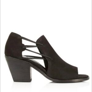 Eileen Fisher Nikki Peep Toe Block Heel Sandal black suede comfy office women 9M